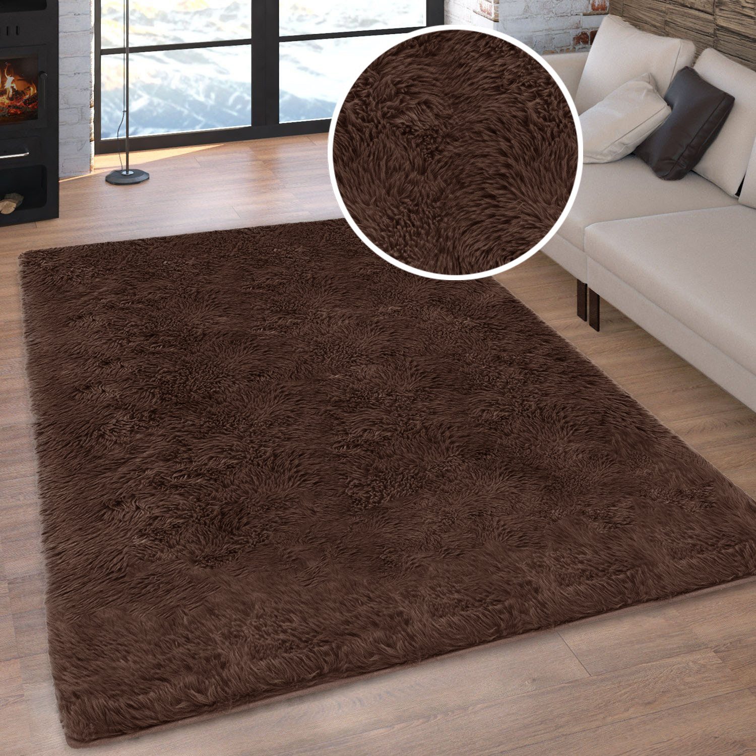 OTTO home Hochflor-Teppich Silky, besonders weich und kuschelig, sehr dichte Qualität, rechteckig, Höhe: 33 mm, rutschhemmend beschichtet, waschbar, uni, Wohnzimmer, Schlafzimmer