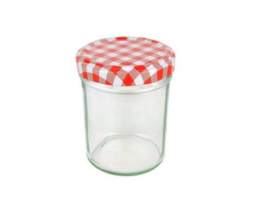 MamboCat Einmachglas 50er Set Sturzglas 230 ml HOCH To 66 rot karierter Deckel Rezeptheft, Glas