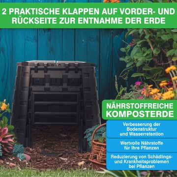 YourCasa Thermokomposter Komposter Garten [ECOFusion] 450 Liter, 450 l, Stecksystem, verriegelbarer Deckel
