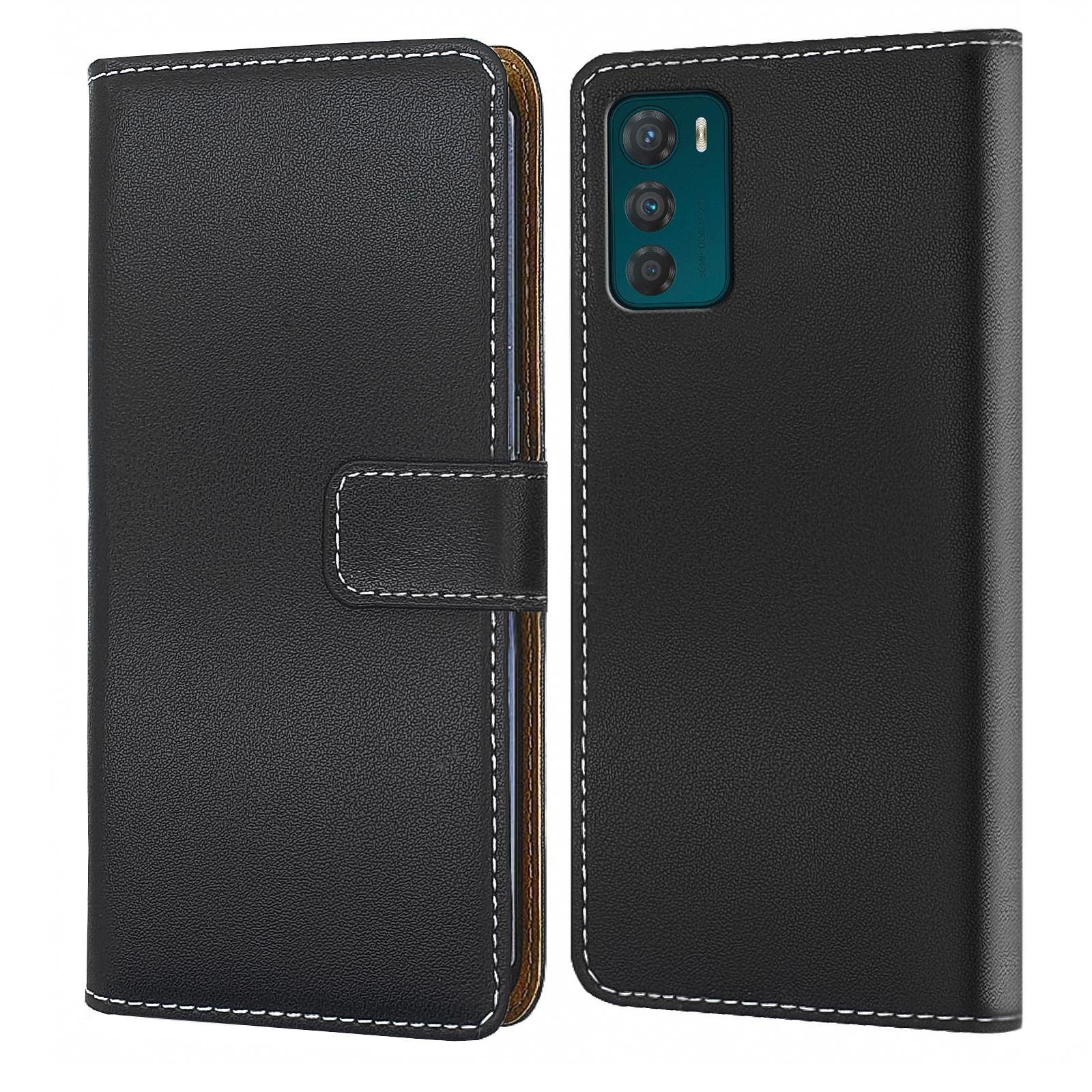 Numerva Handyhülle Bookstyle Etui Handytasche für Motorola Moto G42, Schutzhülle Klapphülle Flip Cover Schwarz