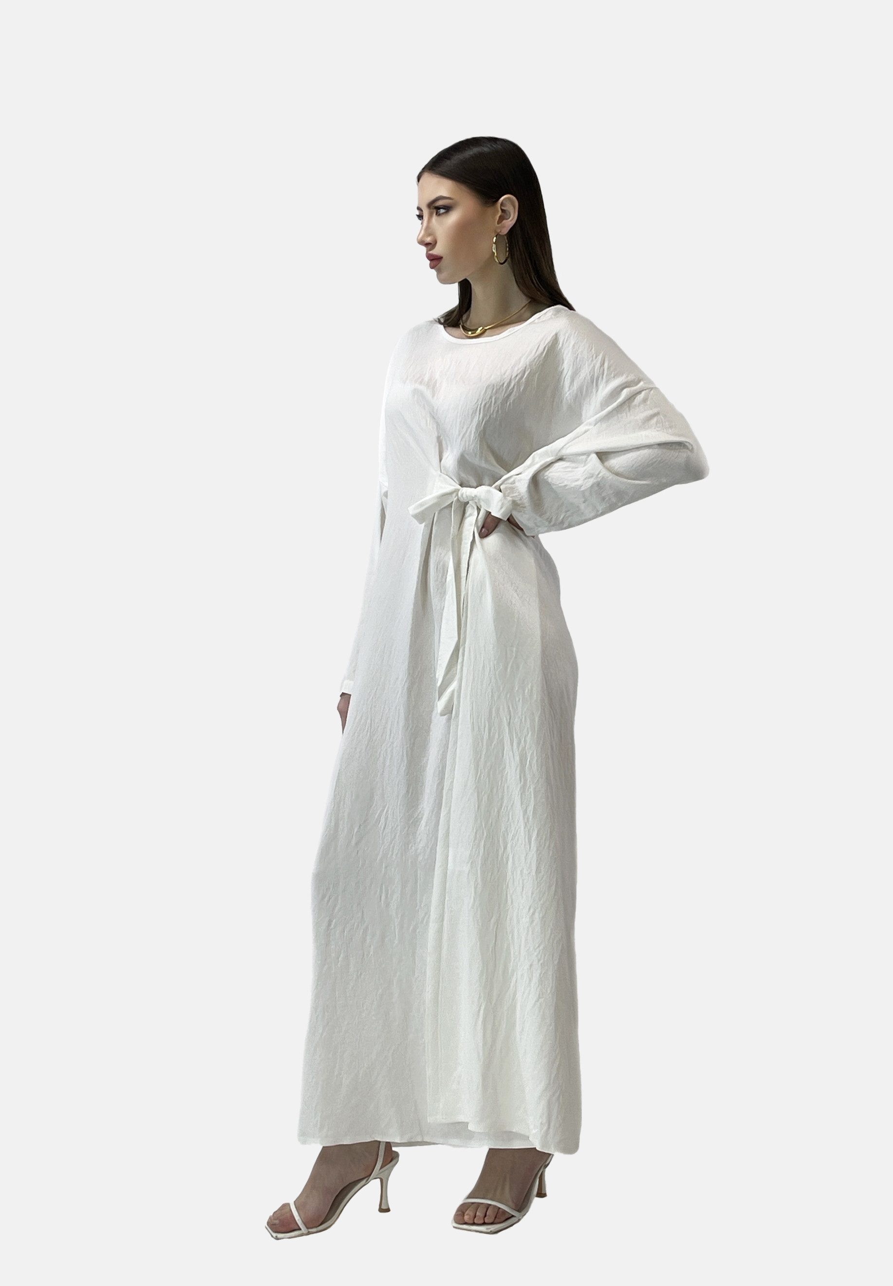 Elara Maxikleid — Damen Abaya One Size mit Bindeschleife und lockerem Maxischnitt