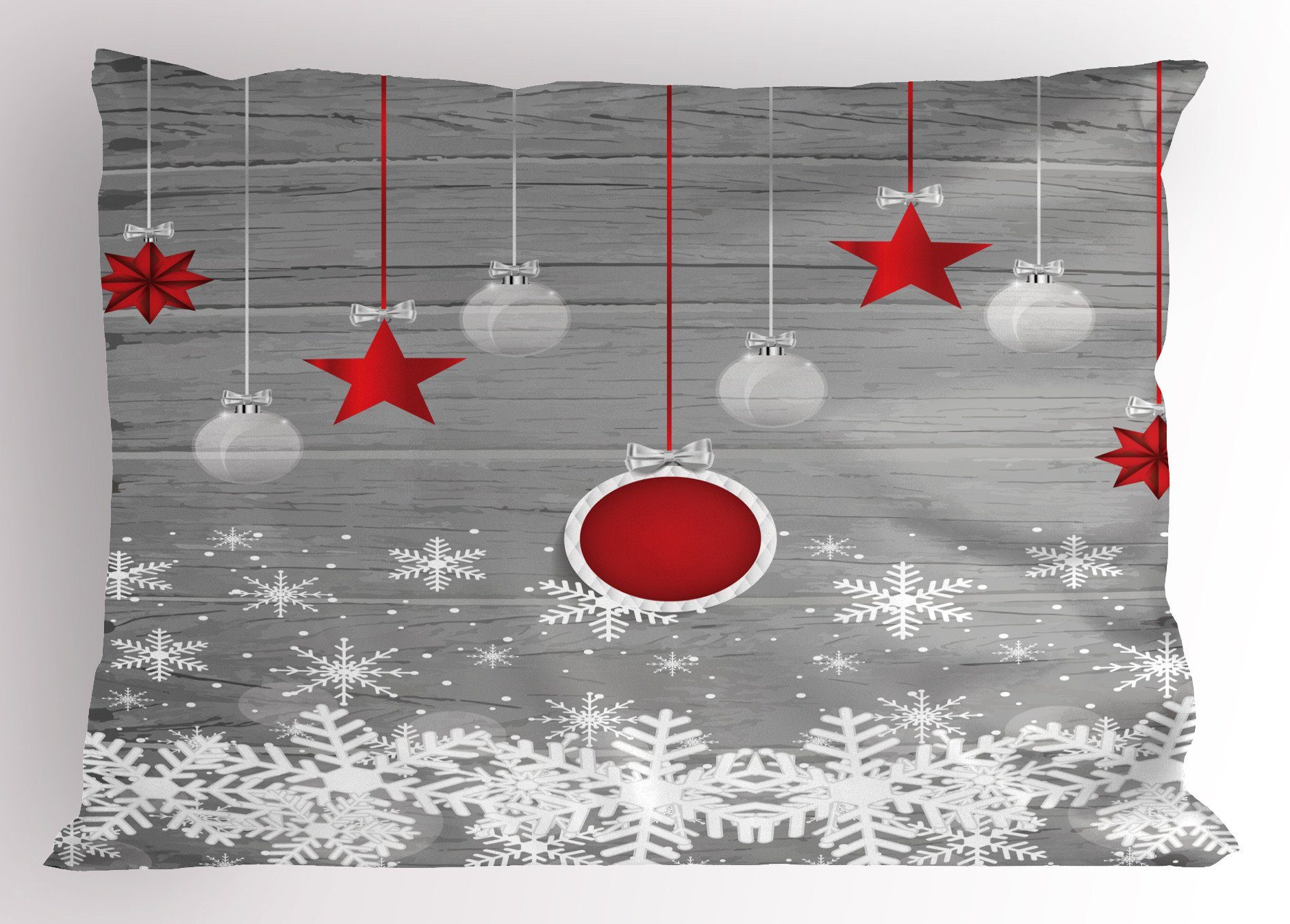 Kissenbezüge Dekorativer Standard King Size Gedruckter Kissenbezug, Abakuhaus (1 Stück), Weihnachten Sterne-Flitter Schnee