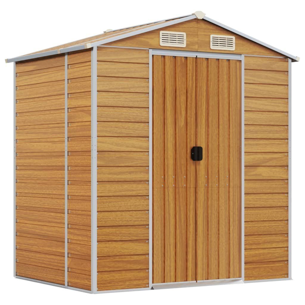vidaXL Garten-Geräteschrank 191 x 130 x 198 cm Gerätehaus Hellbraun 191x130x198 cm Verzinkter Stah