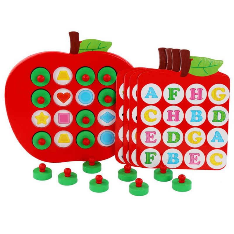 SOTOR Memoboard Holz-Memory-Matching-Spiel für Kinder, (Apple Memory Match-Brettspiel mit 5 doppelseitigen Karten, Lernspielzeug für die frühe Entwicklung ab 3 Jahren)