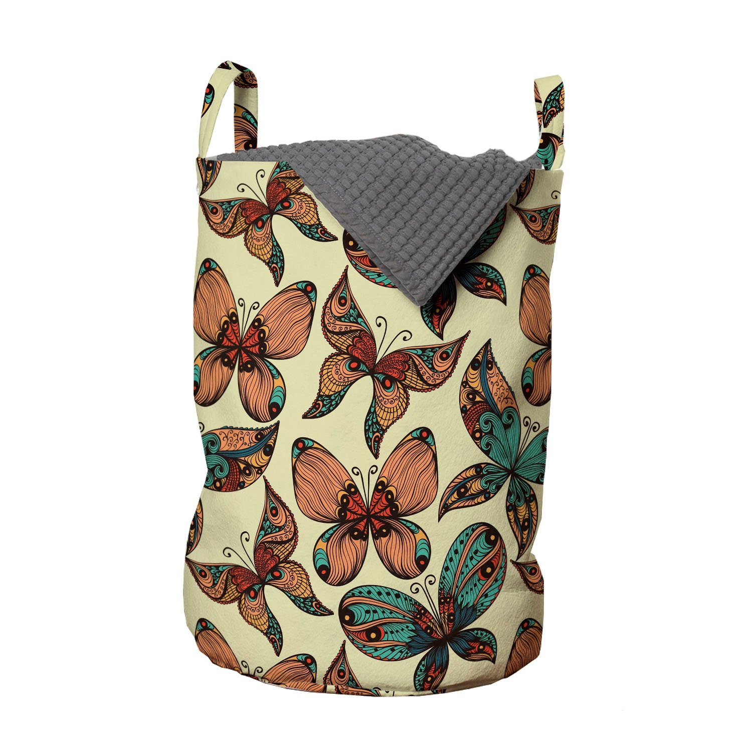 Schmetterling Wäschesäckchen Griffen für Abakuhaus Waschsalons, Kordelzugverschluss Abstrakte Wäschekorb Flügel Kunst mit
