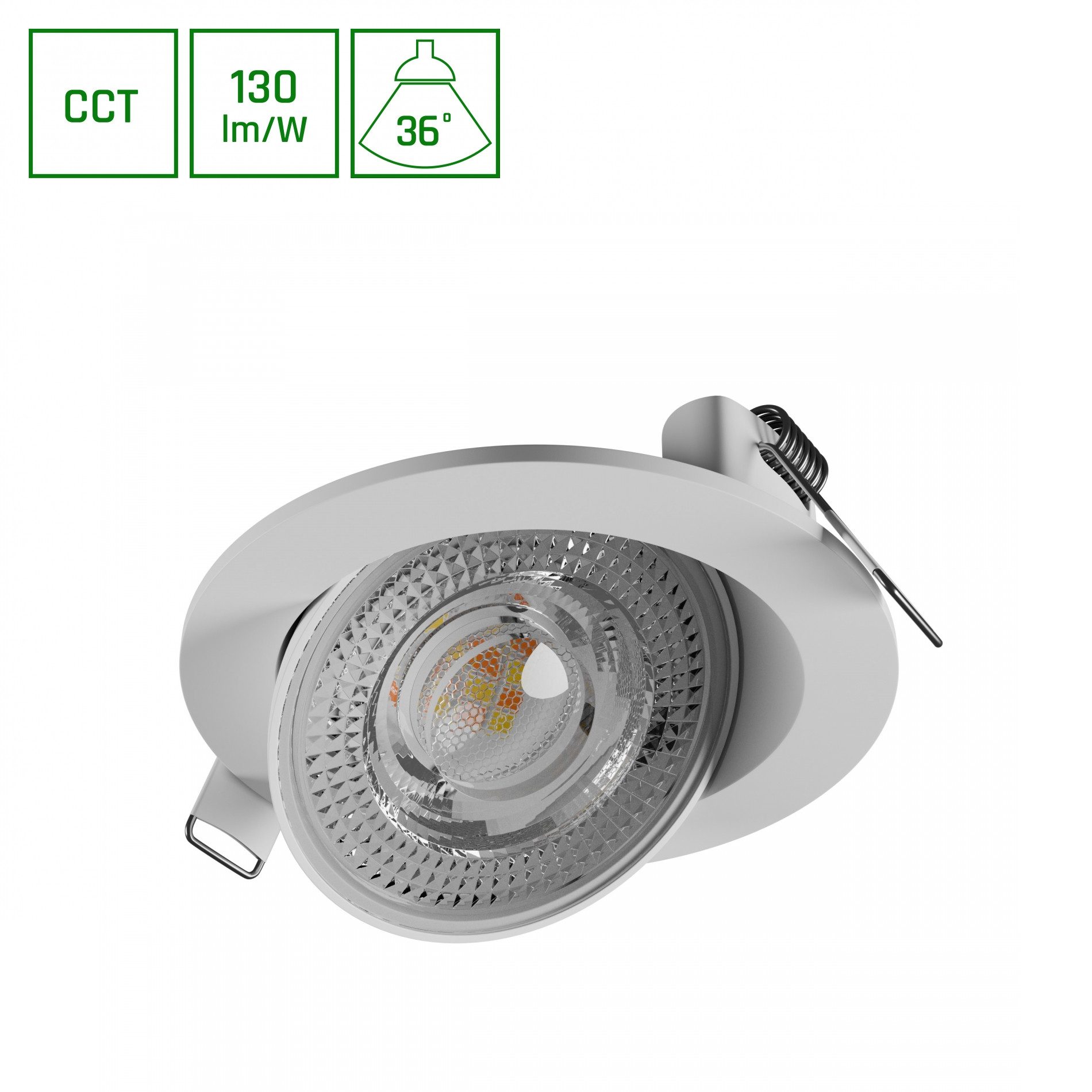 Spectrum LED Einbaustrahler LED MOBILO Einbaustrahler 6,5W 36° verstellbar 850lm 2700-6000K CCT, Leuchtmittel fest integriert, CCT, Verstellbare Leuchte, CCT