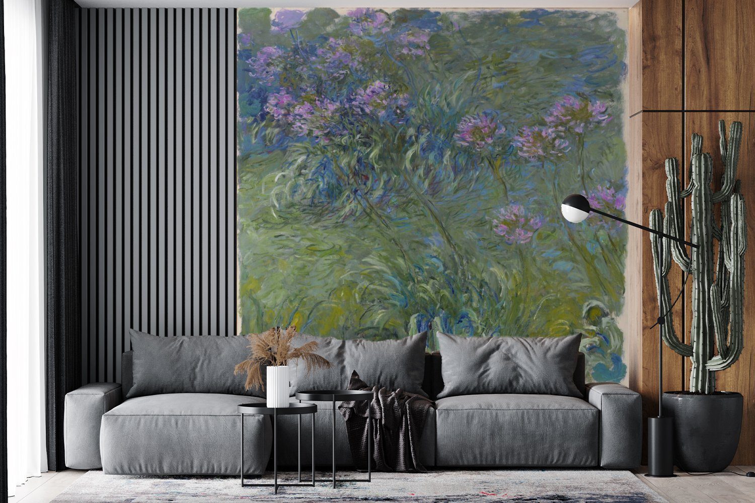 MuchoWow Fototapete Agapanthus Gemälde Matt, St), Monet, Küche, (4 Vliestapete Fototapete von - Claude Schlafzimmer für bedruckt, Wohnzimmer