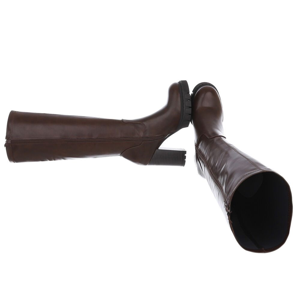 Ital-Design Elegante hohe Stiefel mit Blockabsatz für Damen High-Heel-Stief günstig online kaufen