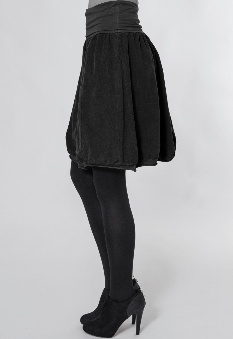 Caspar Faltenrock RO004 Damen Cord Rock knielang mit hohem elastischem Bund - Made in Italy