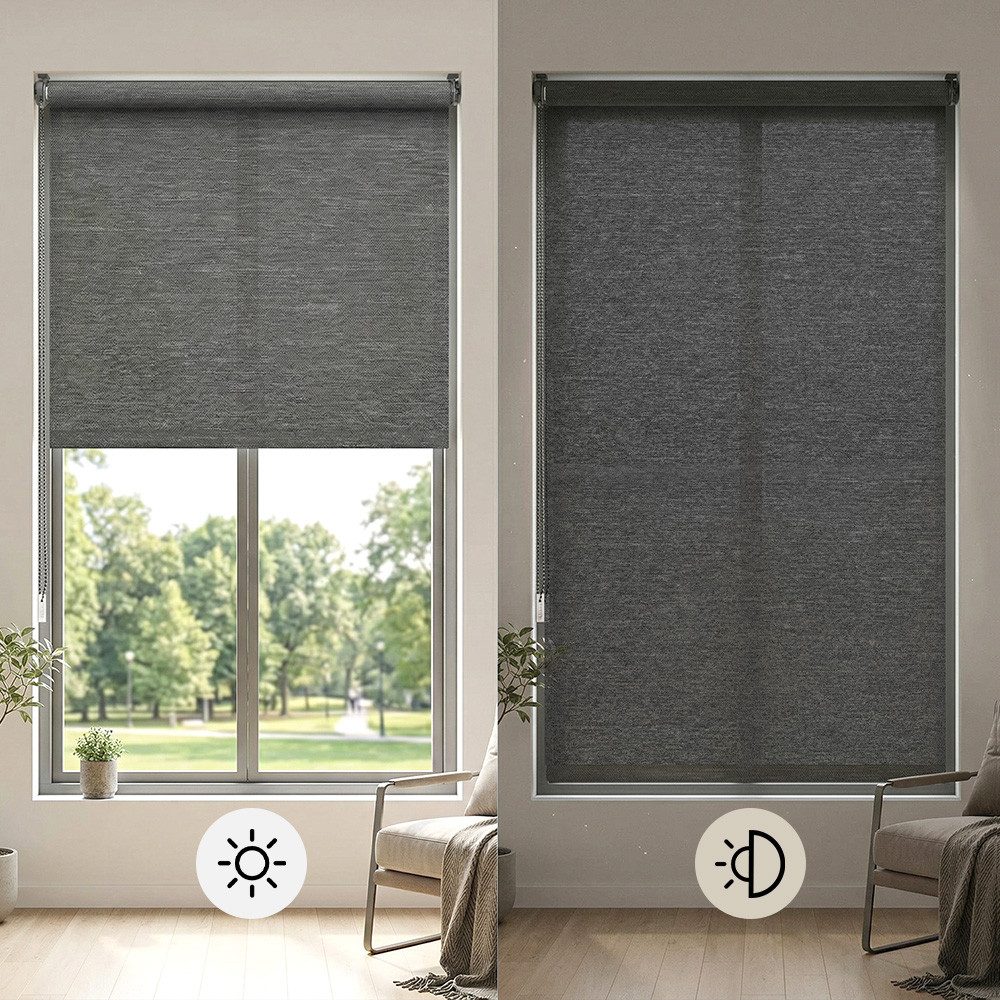 Seitenzugrollo Uni Klemmrollo Lichtschutz mit Bohren/ohne Bohren Klemmfix Rollo, Sekey, Klemmfix, in Leinenoptik, lichtdurchlässig, aus Papier-Polyester-Stoff – Bild 4 von 5