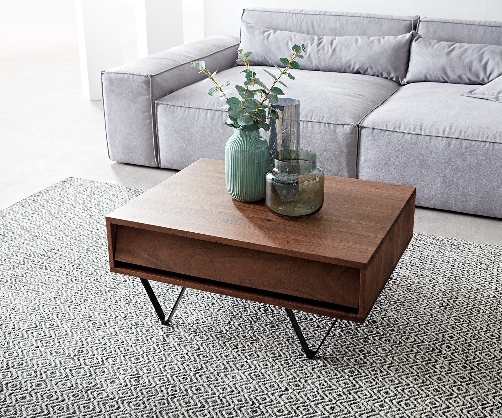 DELIFE Couchtisch Eloi, Akazie Braun 80x60 günstig online kaufen