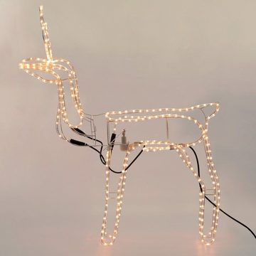 ECD Germany Weihnachtsfigur LED Magic animiertes Rentier Weihnachtsbeleuchtung Weihnachtsdeko, Mit bewegegendem Kopf 85x98cm Warmweiß IP44 Außen/Innen