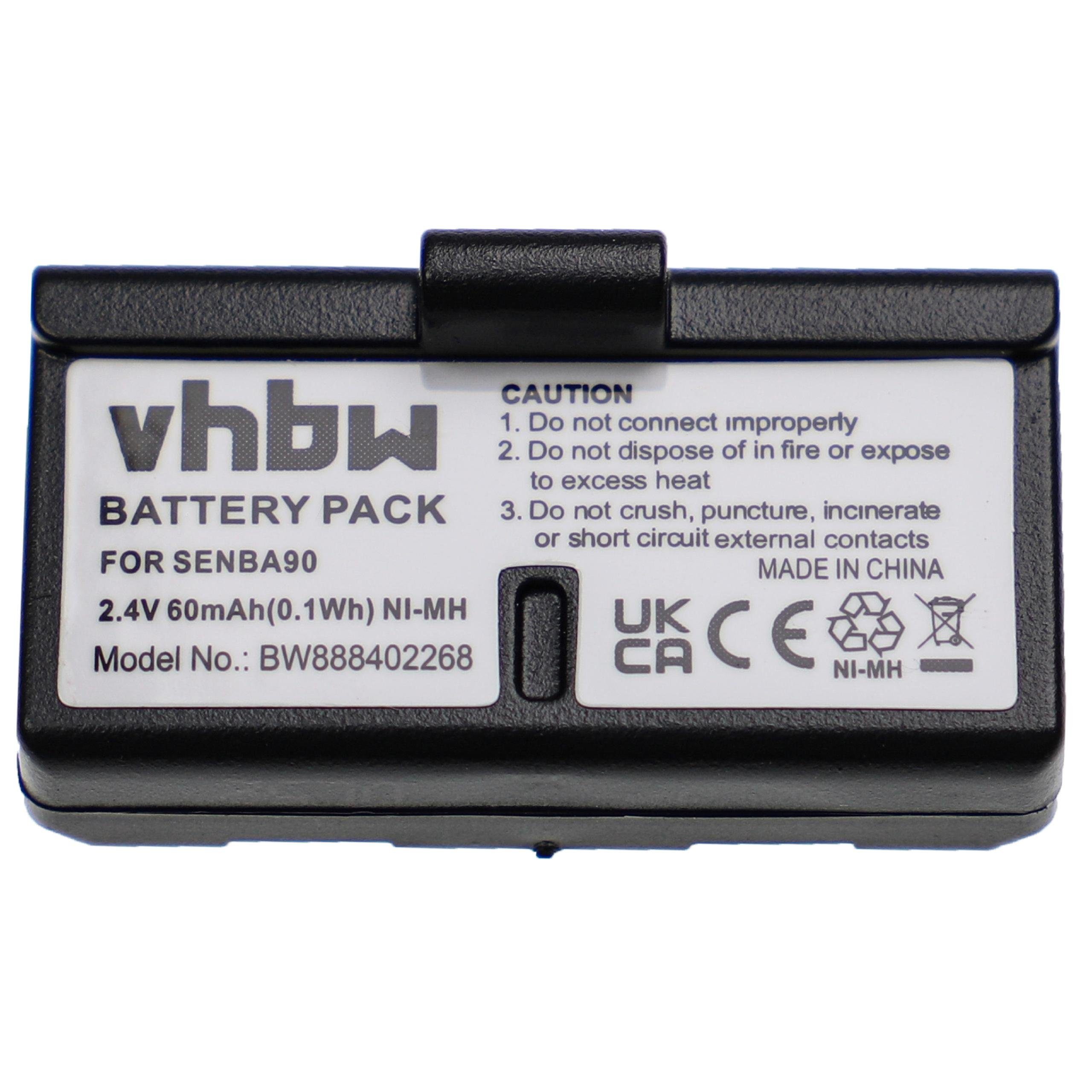 vhbw kompatibel mit Sennheiser Set 180 Akku NiMH 60 mAh (2,4 V)