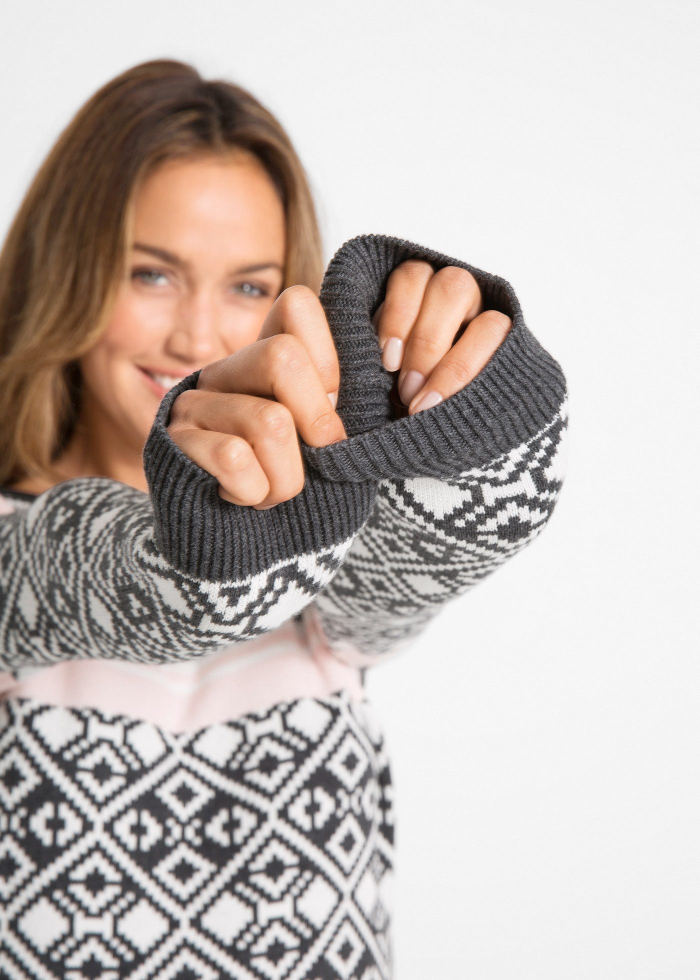 bonprix Norwegerpullover aus reiner Baumwolle, mit klassischem Norwegermuster