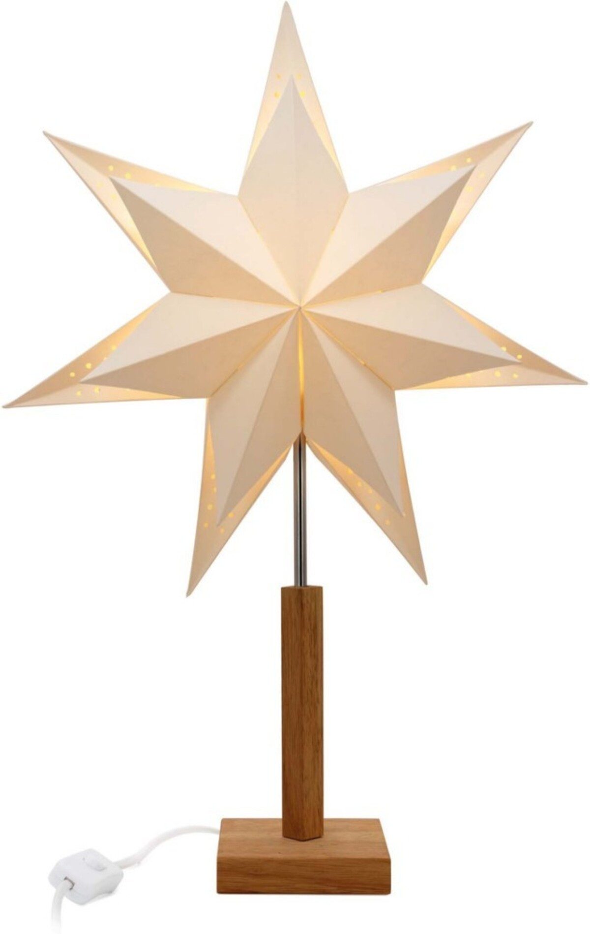 Hellum Deckenleuchten Hellum LED-Papierstern m. Holzfuß 578737