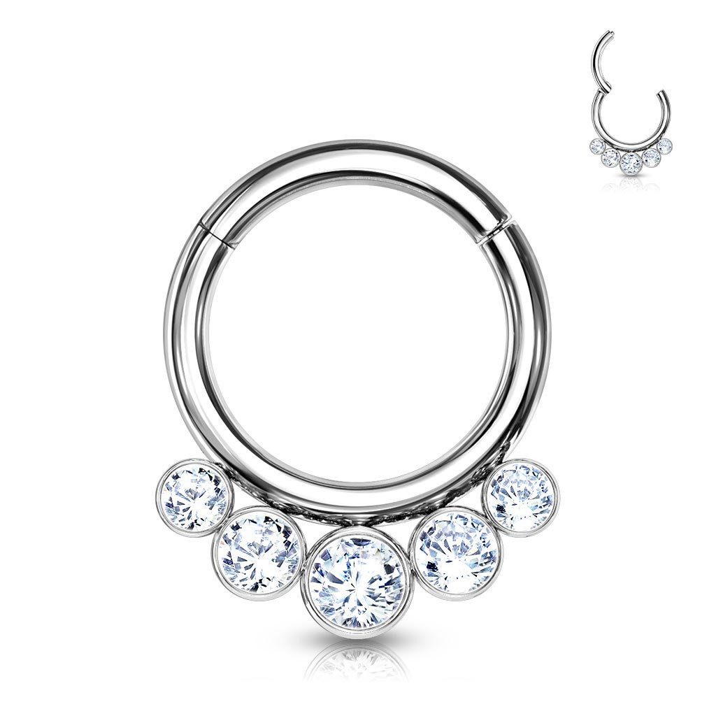 Order & Smile Schmuck Nasenpiercing Septum Clicker Piercing Titan Zirkonia, pflegeleicht