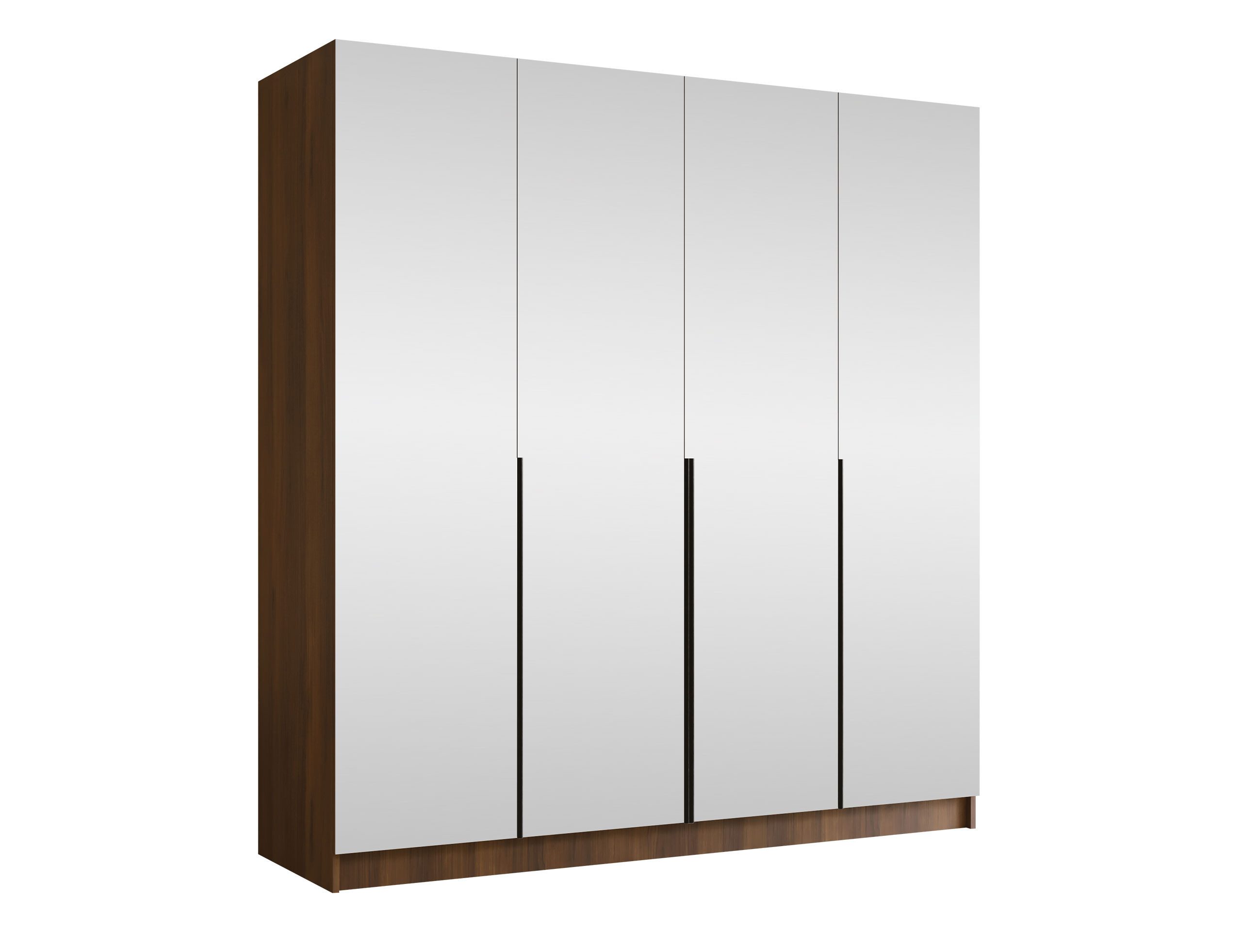 MIRJAN24 Kleiderschrank Santi III (mit vier Drehtüren) Kleiderstange, Metallgriffe, Frontspiegel