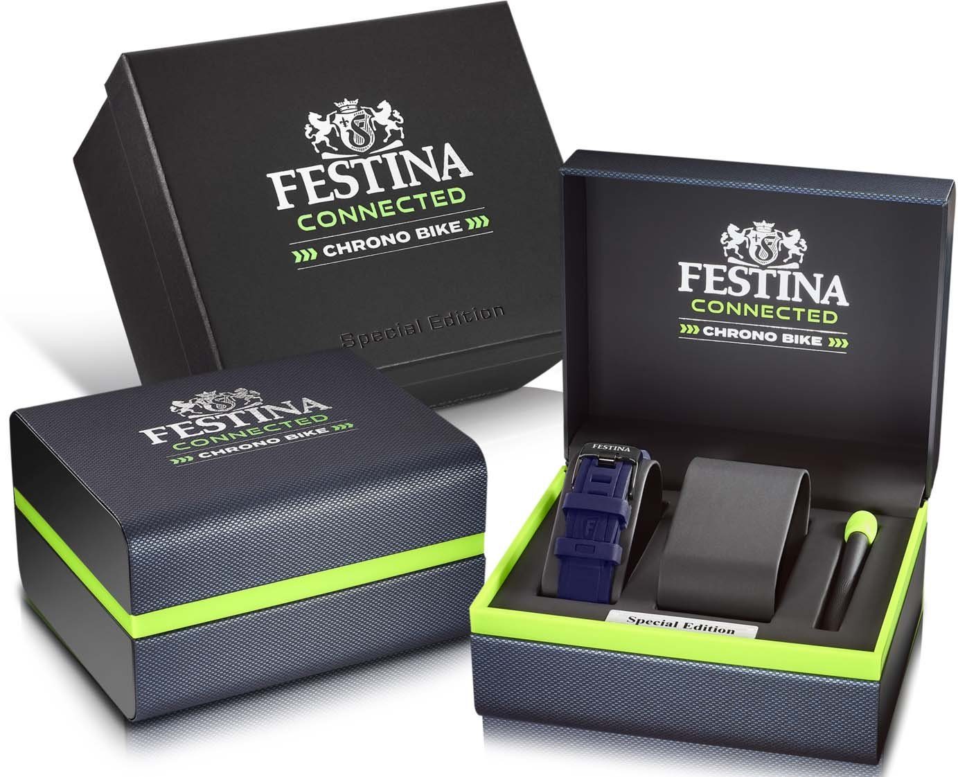 Festina Chronograph Chrono Bike Connected - Special Edition F20647/1, (Set, 3-tlg., Uhr mit Wechselband und Werkzeug), Armbanduhr, Quarzuhr, Herrenuhr, Stoppfunktion, Saphirglas