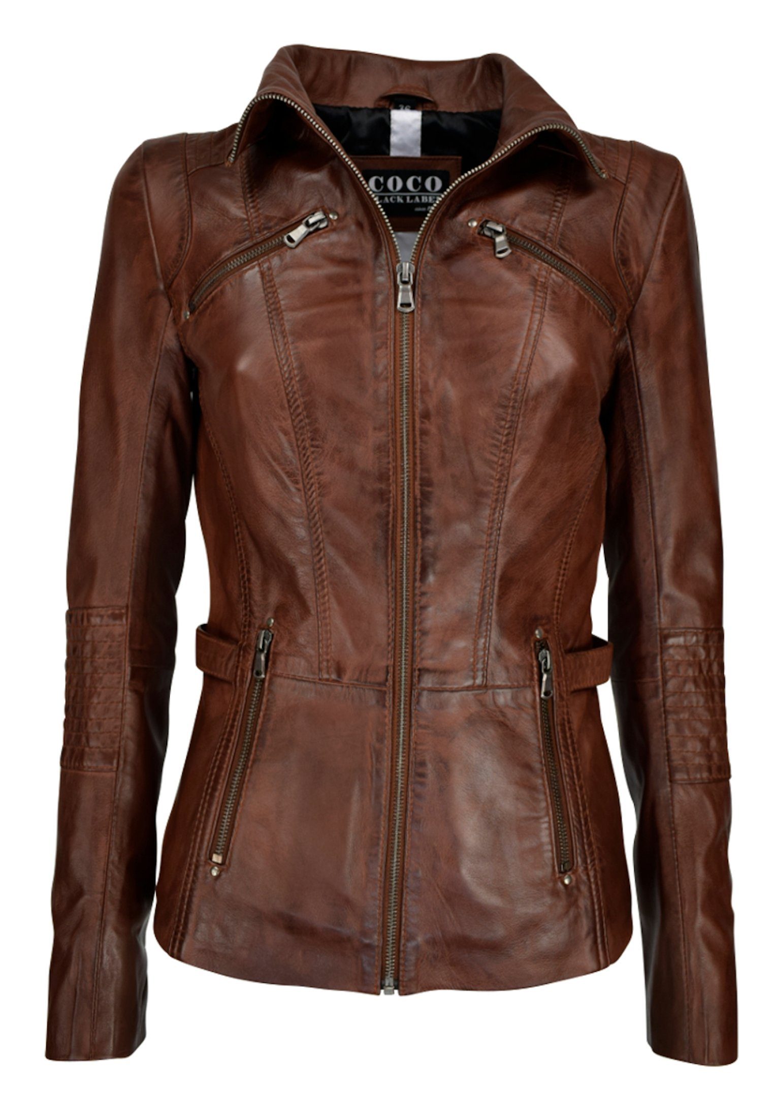 Mokka Lederjacke im Lederjacke moderne CBL Lederjacke Biker-Look