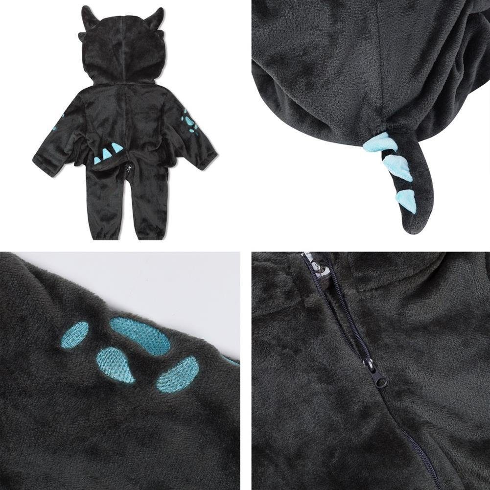 Corimori Strampler Baby Onesie Jumpsuit (anthrazit/türkis) Größen 60-90cm den Drache in "Spark" Kostüm (1-tlg) der