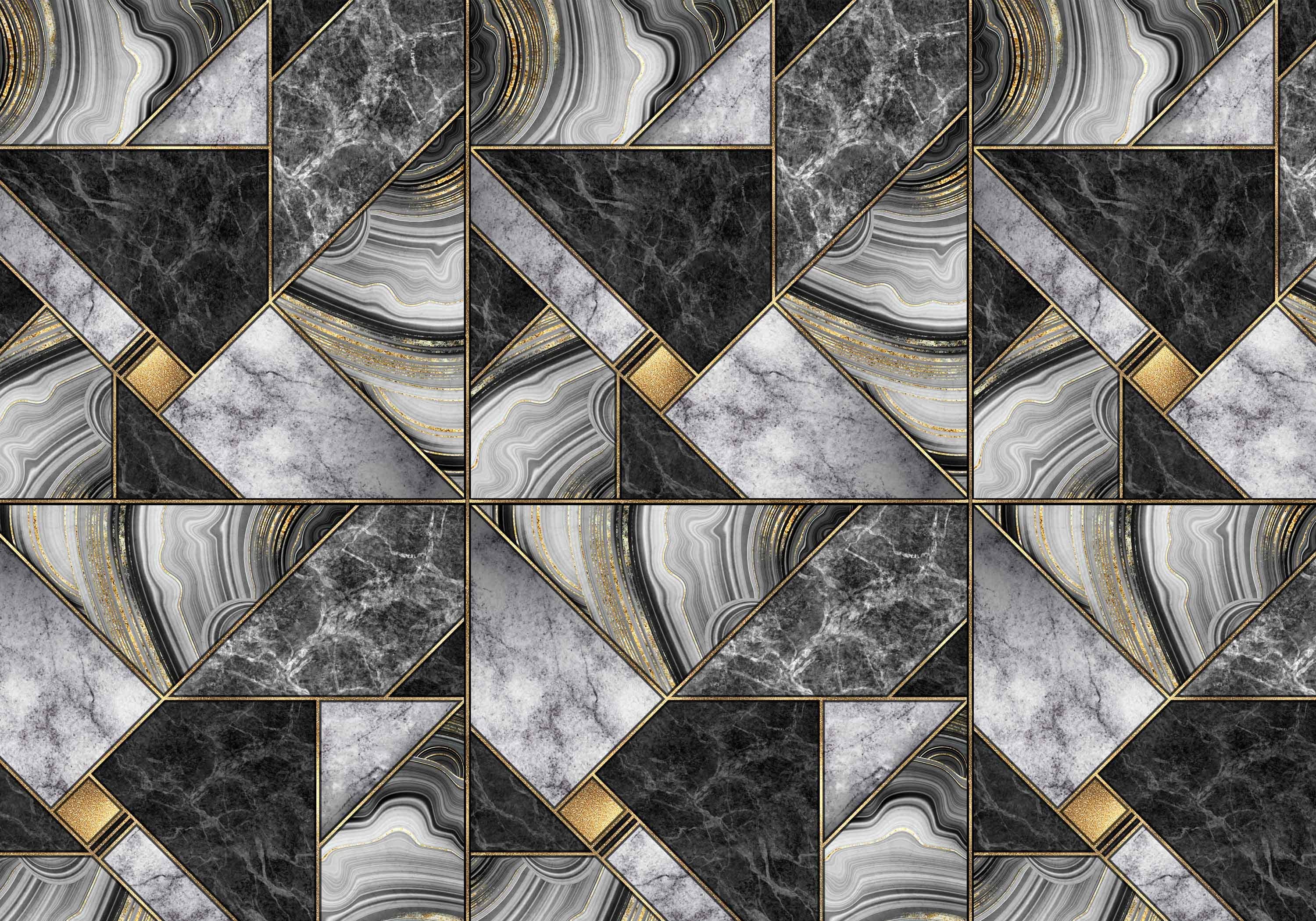 wandmotiv24 Fototapete Marmor Mosaik Motivtapete, gold, matt, glatt, Wandtapete, Vliestapete Muster