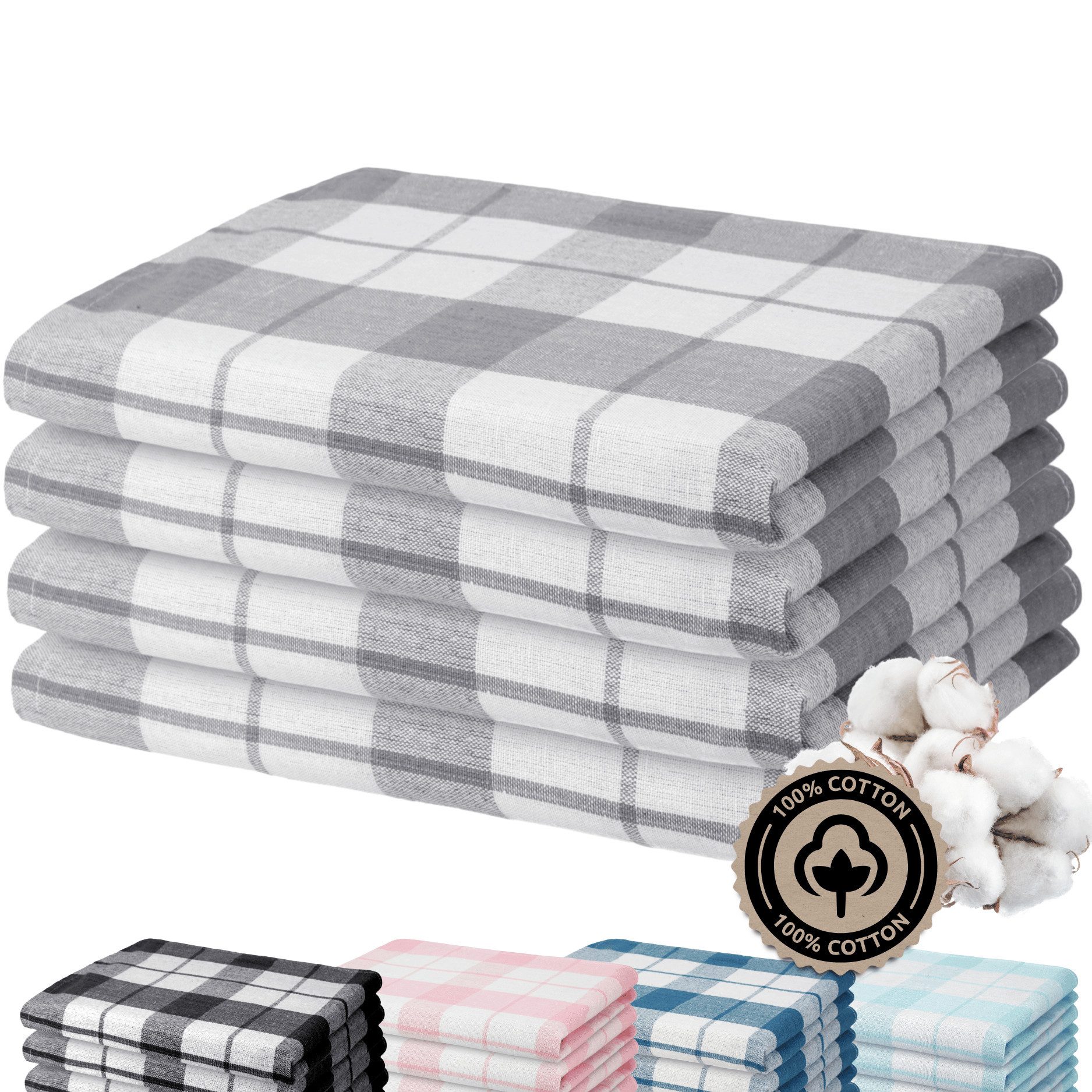 Zestri Geschirrtuch 4er-Set aus 100% Baumwolle, 50x70 cm Küchenhandtücher m günstig online kaufen