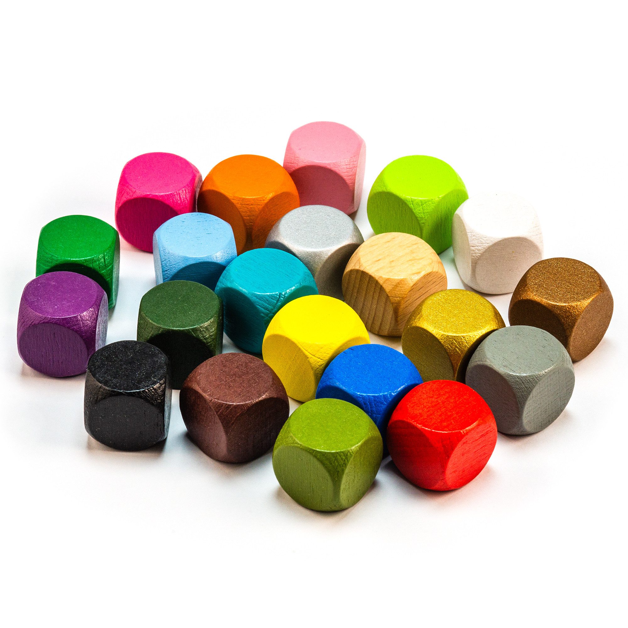 Waldfelsen Spiel – Blanko-Würfel aus Holz gestalten bemalen DIY Würfelset (16 mm), Spielmaterial, Verschiedene Farben