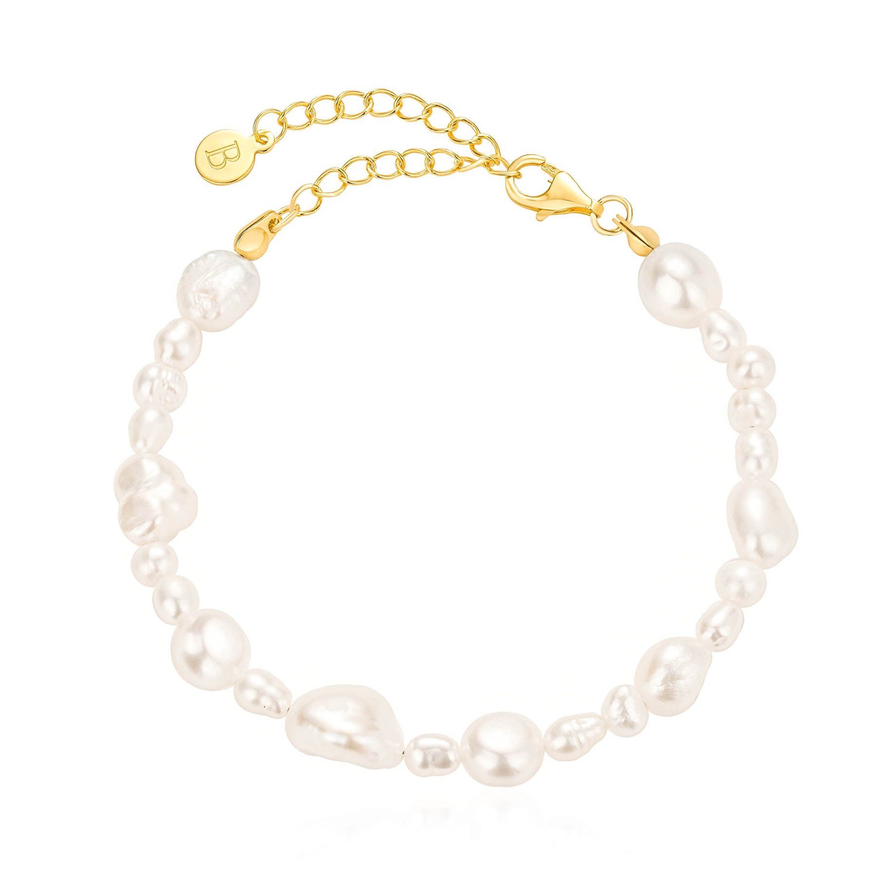 Brandlinger Perlenarmband Armband Fiji, Silber 925 vergoldet, Süßwasserperlen