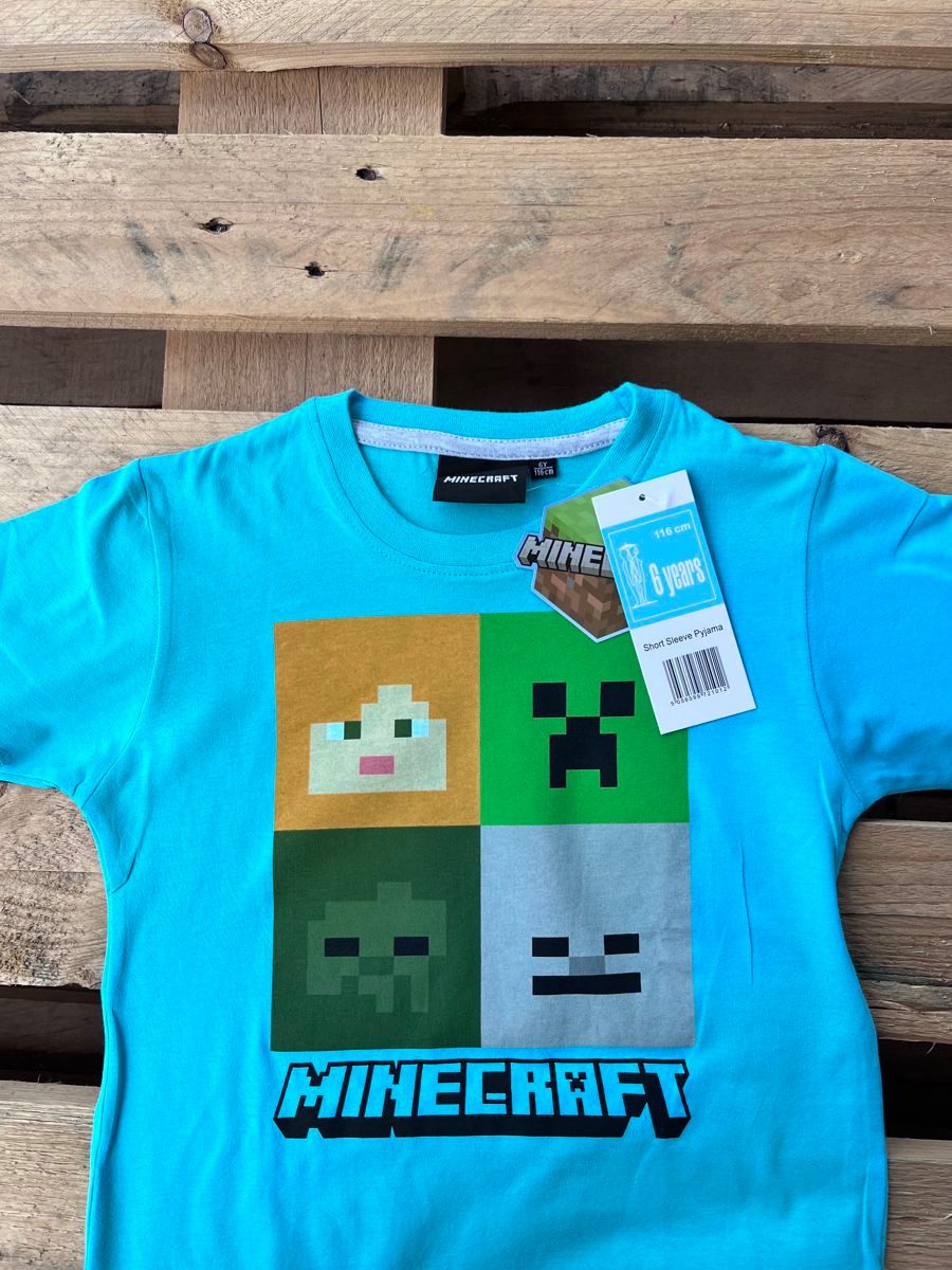 Minecraft Schlafanzug Minecraft Kinder Sommerpyjama Jungen + Mädchen Shorty