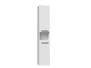 ibonto Hochschrank Badezimmerschrank mit Korb & flexibler Türöffnung - Platzsparend