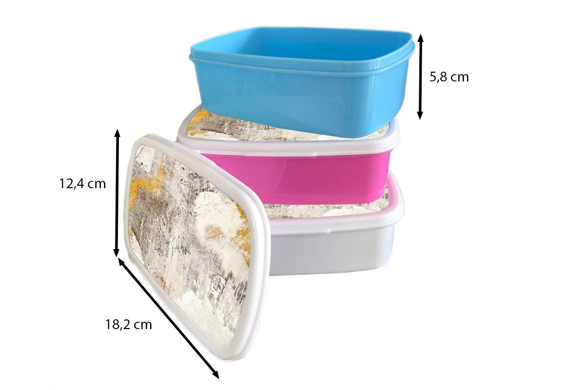 MuchoWow rosa Gold - Brotbox Kunststoff, für Lunchbox Kinder, Farbe - Snackbox, Gelb, Erwachsene, Mädchen, (2-tlg), Brotdose Kunststoff
