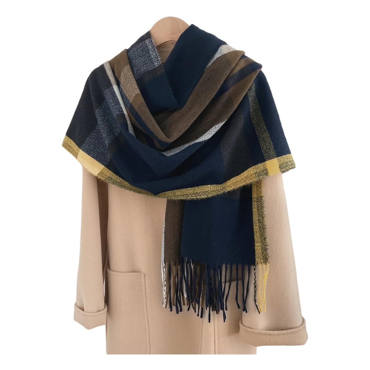 nsihing Modeschal Damen Kariert Oversized Schal Lange Winterschal, Weich Wraps Groß Karo Fransen Schals Warm für Herbst Winter