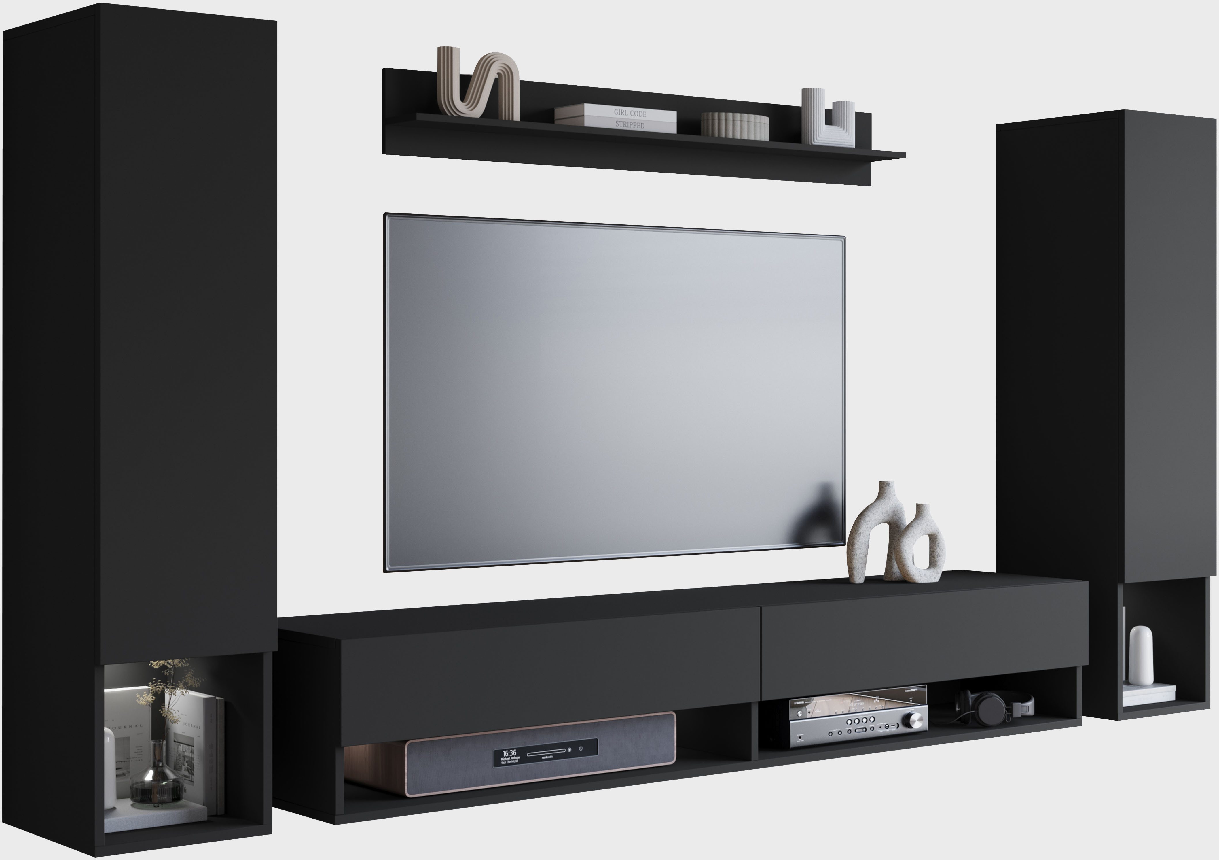 INOSIGN Wohnwand AMADEO II, (Komplett-Set, 4-St), Vitrine Türanschlag links günstig online kaufen