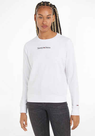Tommy Jeans Sweater TJW REG SERIF LINEAR CREW mit Rippbündchen & Tommy Linear Logoschriftzug