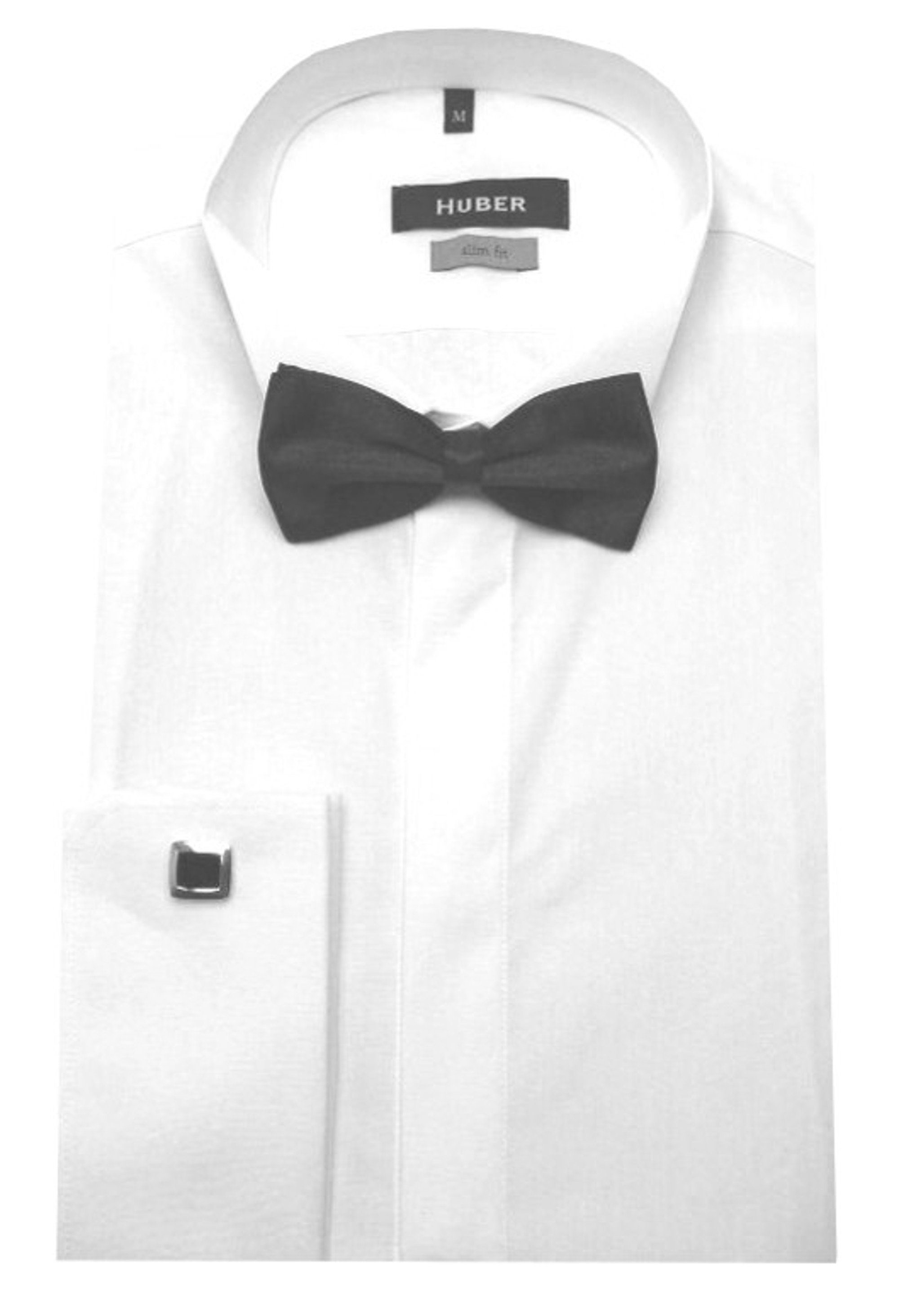 Huber Hemden Smokinghemd HU-0351 Slim Fit-Tailliert schlanke Form Kläppchenkragen Umschlagmanschette