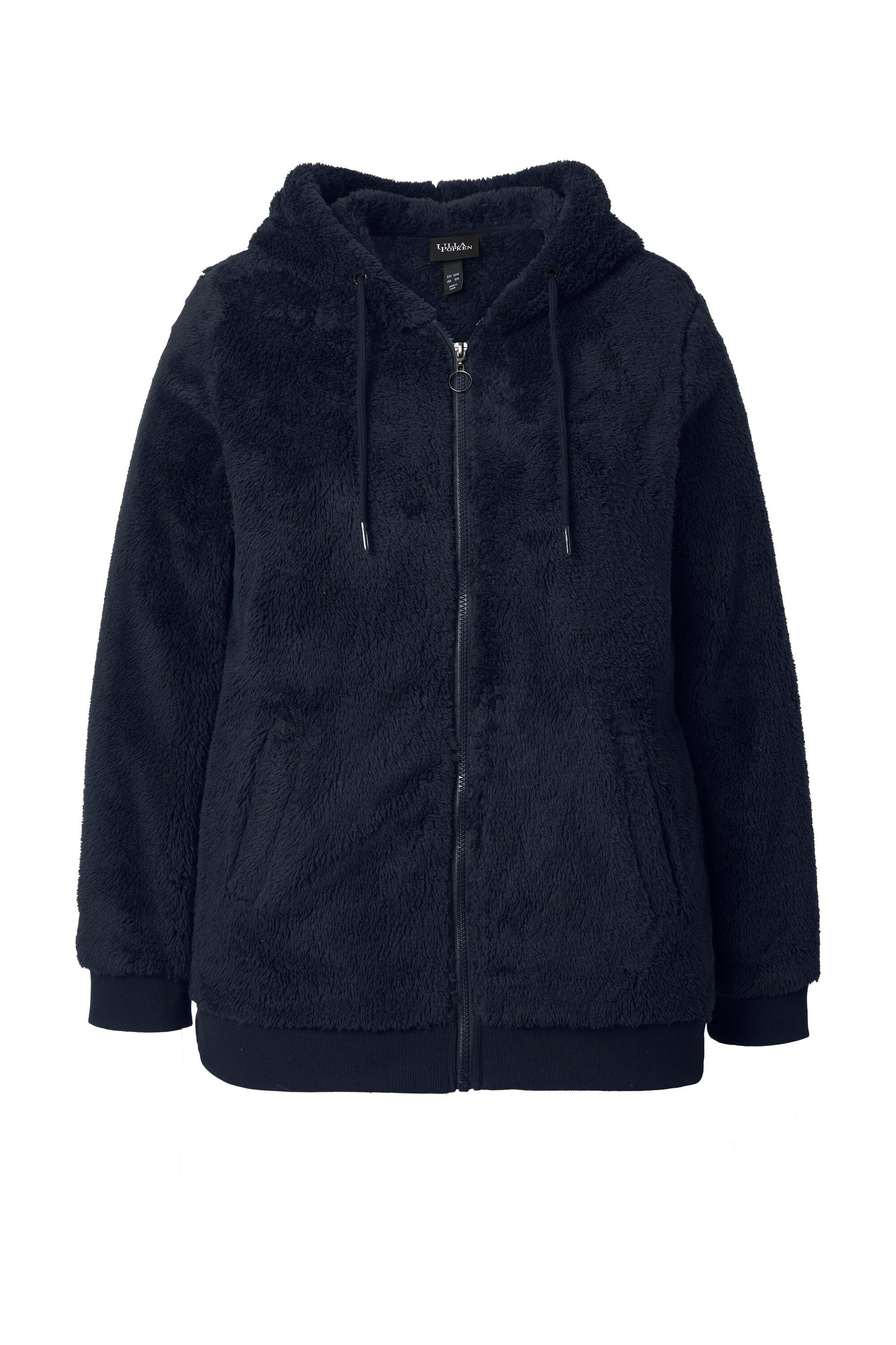 Ulla Popken Sweatjacke Teddy-Jacke Kapuze Langarm günstig online kaufen