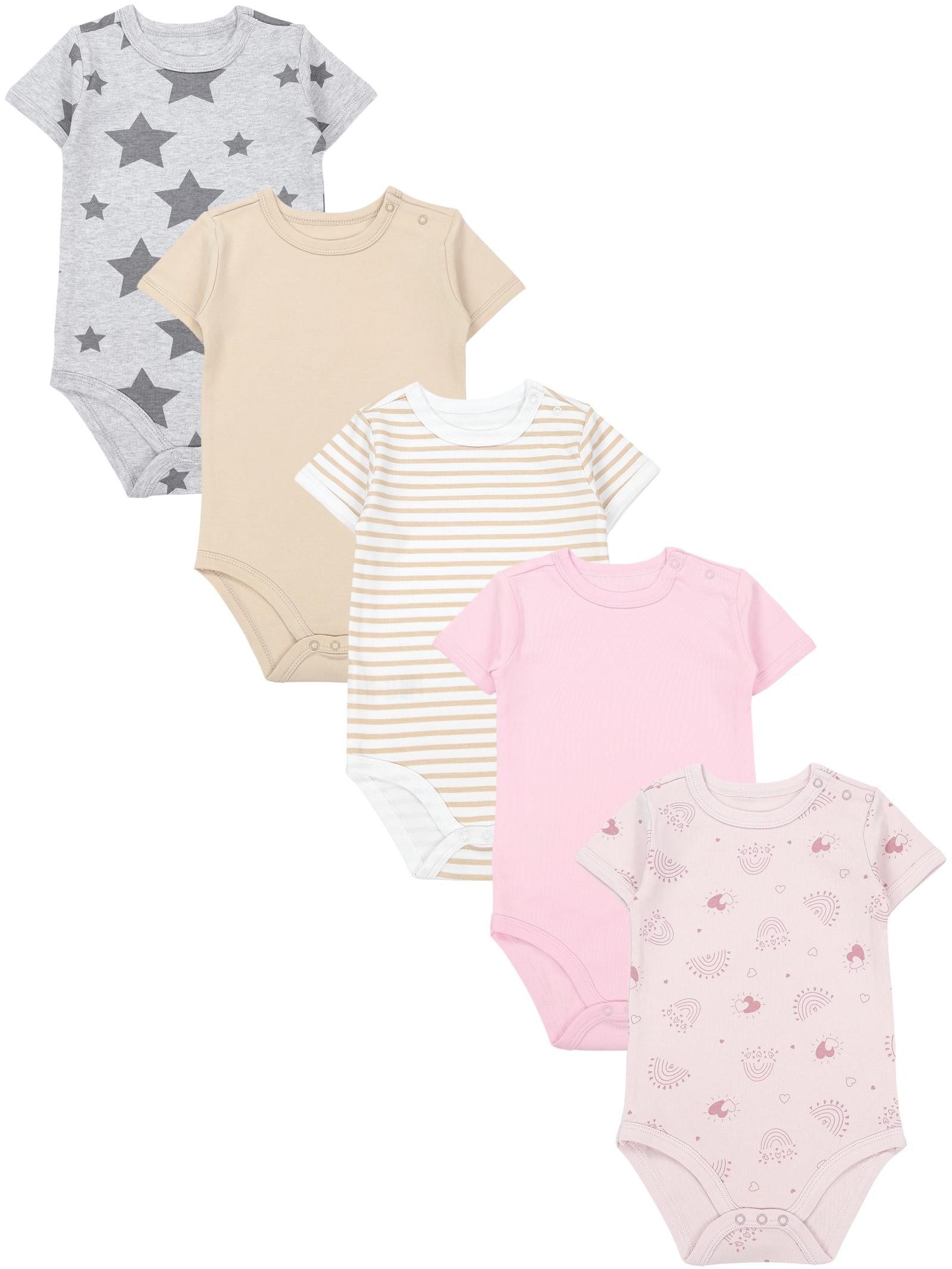 TupTam Kurzarmbody TupTam Mädchen Baby Body Kurzarm in Unifarben - 5er Pack