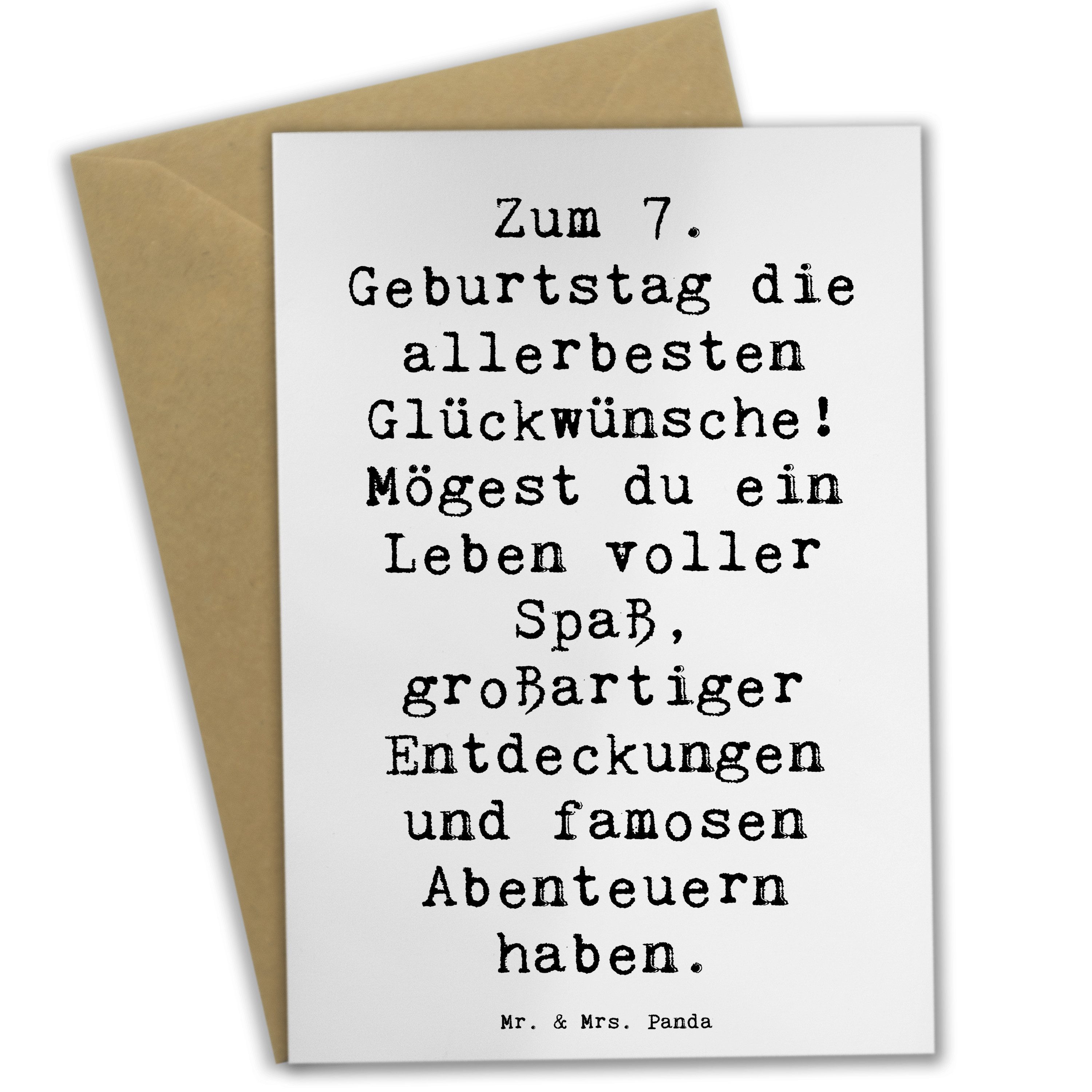 Grußkarte Spruch 7. Geburtstag - Weiß - Geschenk, Abenteuer zum 7. Geburtstag
