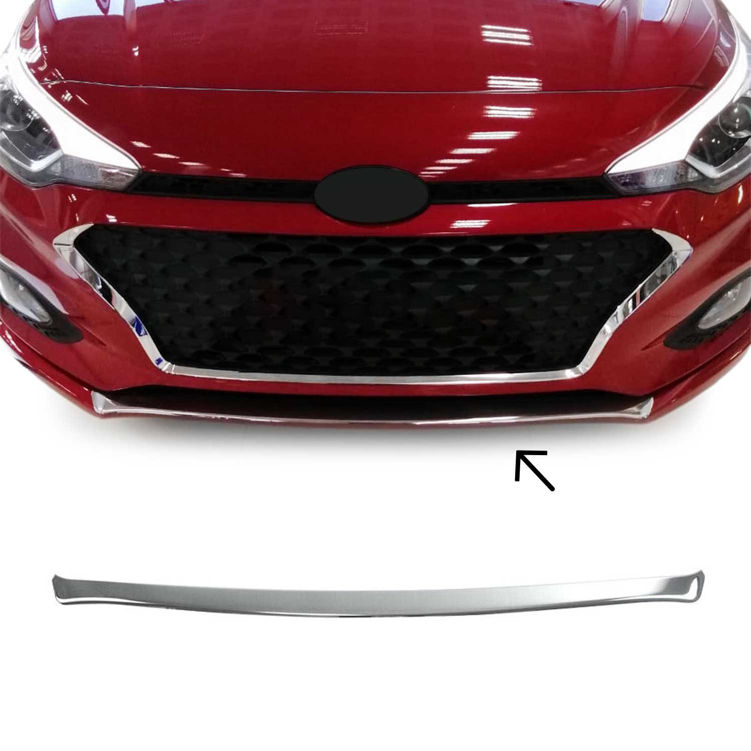 OMAC Zierleisten-Aufkleber Kühlergrill Grillleisten für Hyundai i20 2018-2021 Edelstahl Chrom, (1tlg), Langlebig,Einfache Reinigung,Einfache Installation,Rostbeständig
