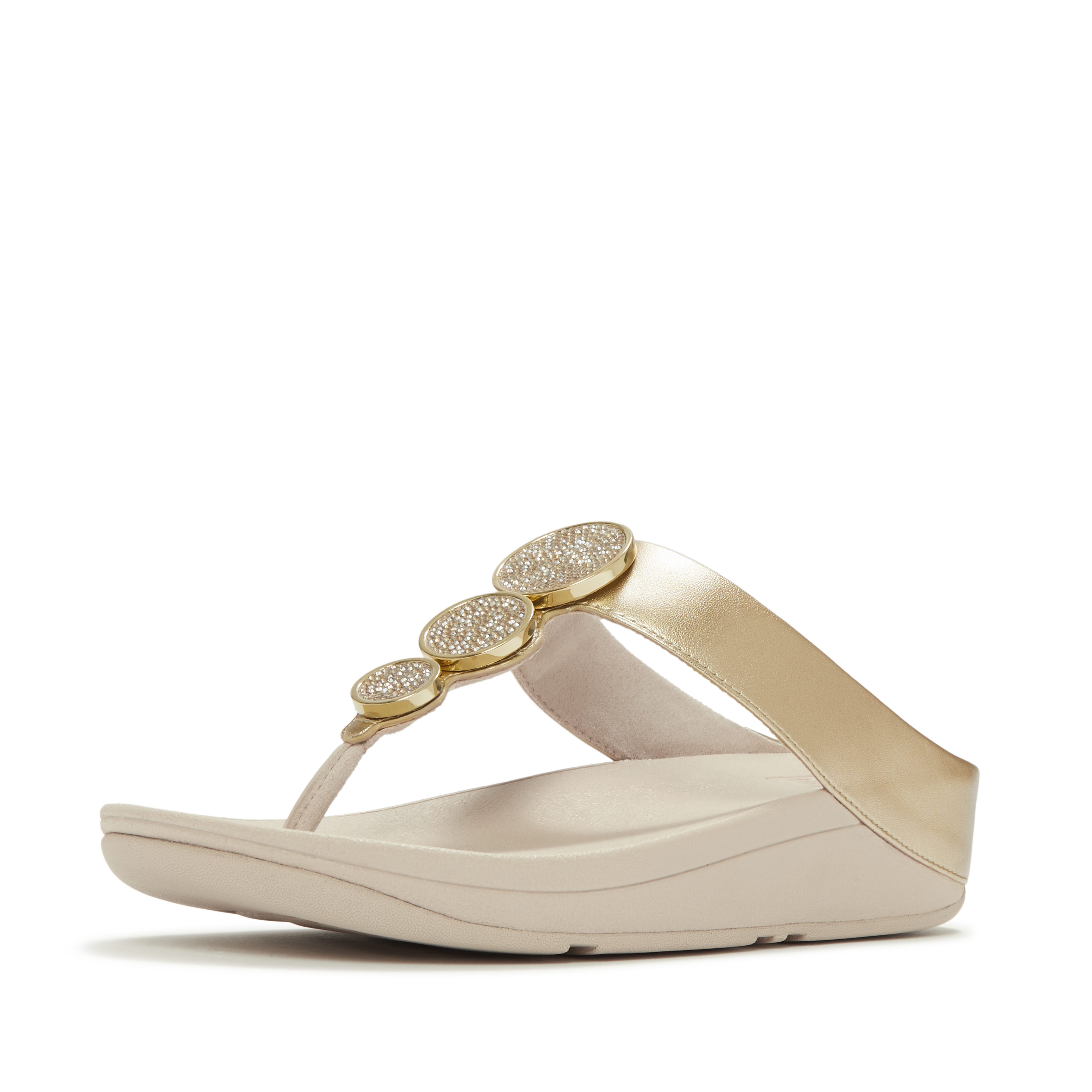 Fitflop HALO BEAD-CIRCLE METALLIC TOE-POST SANDALS Dianette Pool Slides, Pantolette mit dämpfender Zwischensohlentechnologie