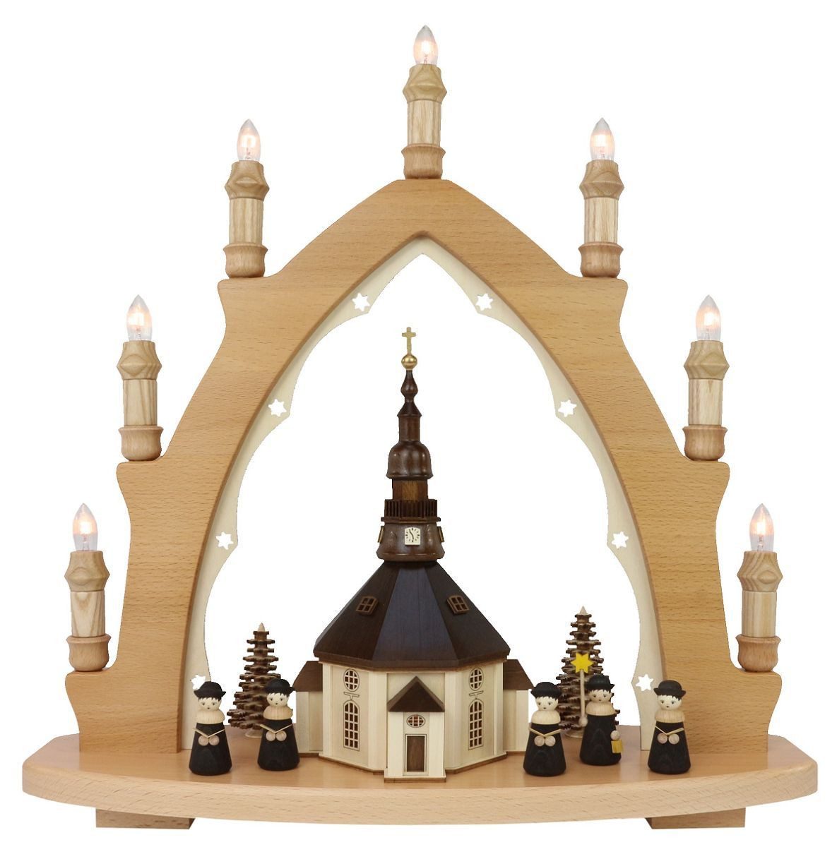 Lenk und Sohn Schwibbogen Leuchterbogen - Frauenkirche - 7 flammig - Original Erzgebirge