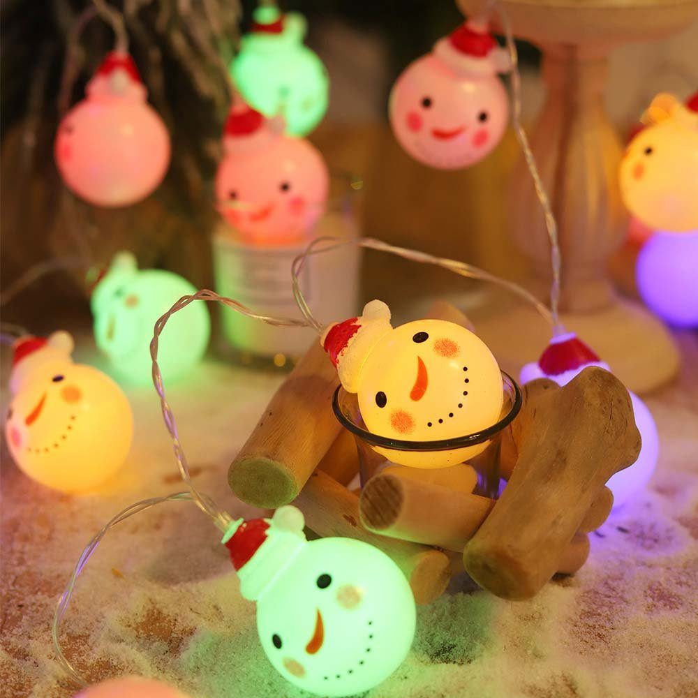 Bunt Lichterkette Weihnachtsmann/Schneemann 1.5M - LED Schneemann Innen Außen, LEDs, Weihnachtsbeleuchtung 10 Lichterkette MUPOO Batteriebetrieben, LED-Lichterkette
