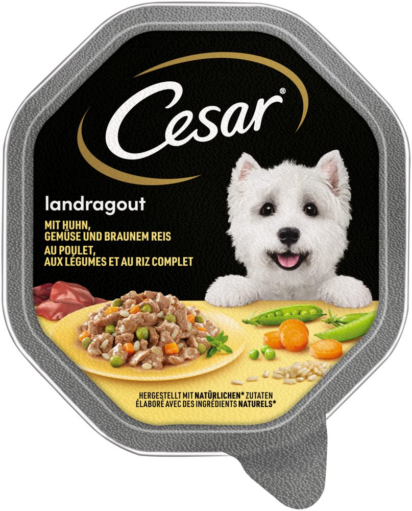 Cesar CESAR® Schale Landragout mit Huhn, Gemüse & Reis in Sauce 150g, Nassfutter für: Hund