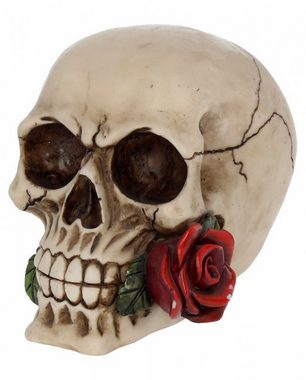 Horror-Shop Dekofigur ";Rose from the Dead"; Totenkopf mit rot