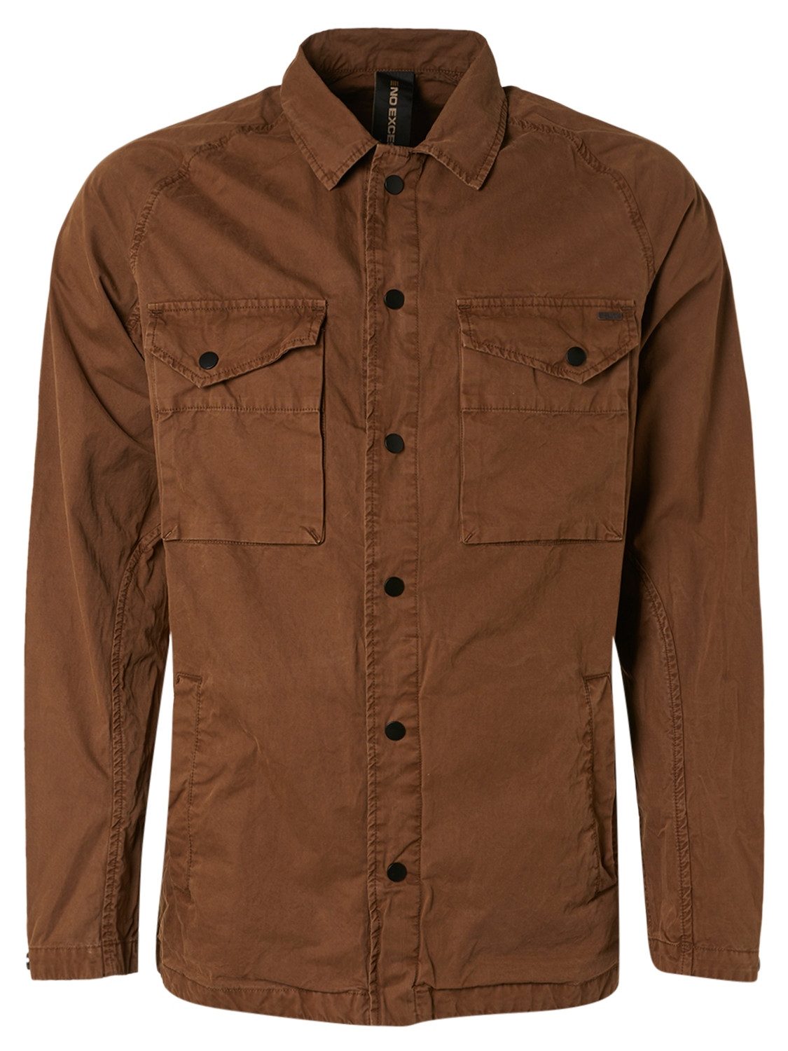NO EXCESS Allwetterjacke Overshirt Button Closure Poplin Camel