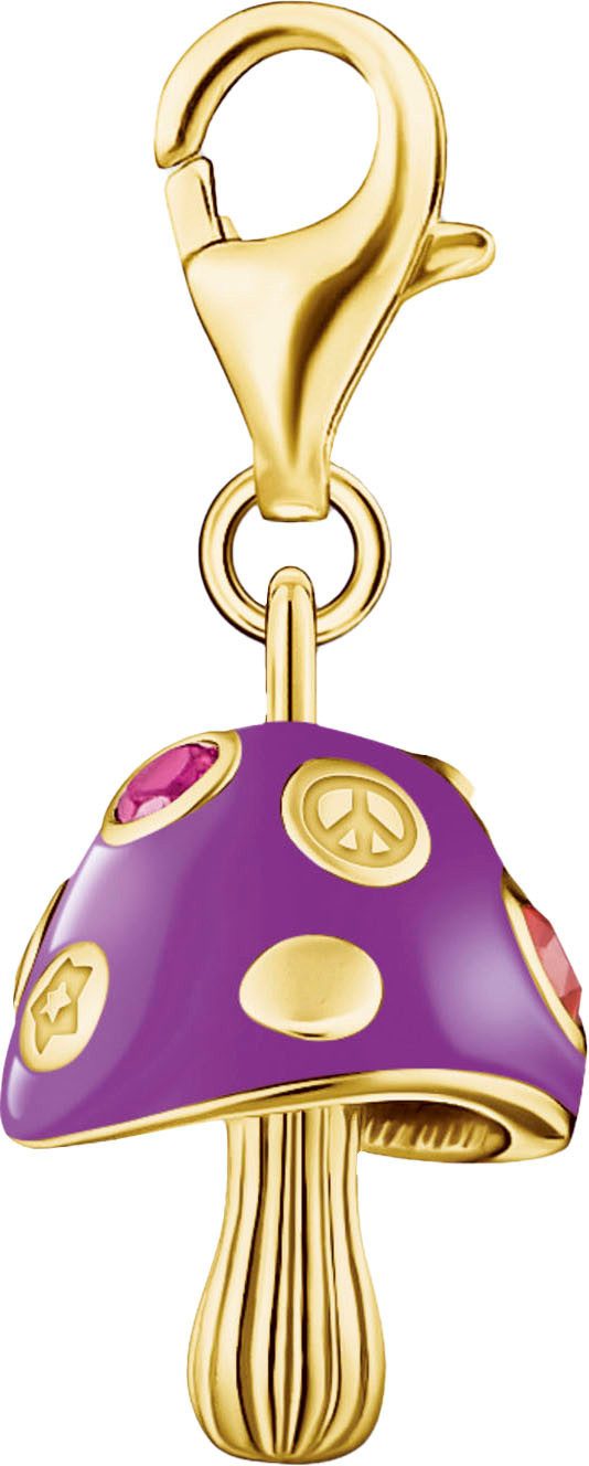 THOMAS SABO Charm-Einhänger Charm Bunter Pilz, mit Glas-Keramik Stein, Zirkonia (synth), Rubin (synth)