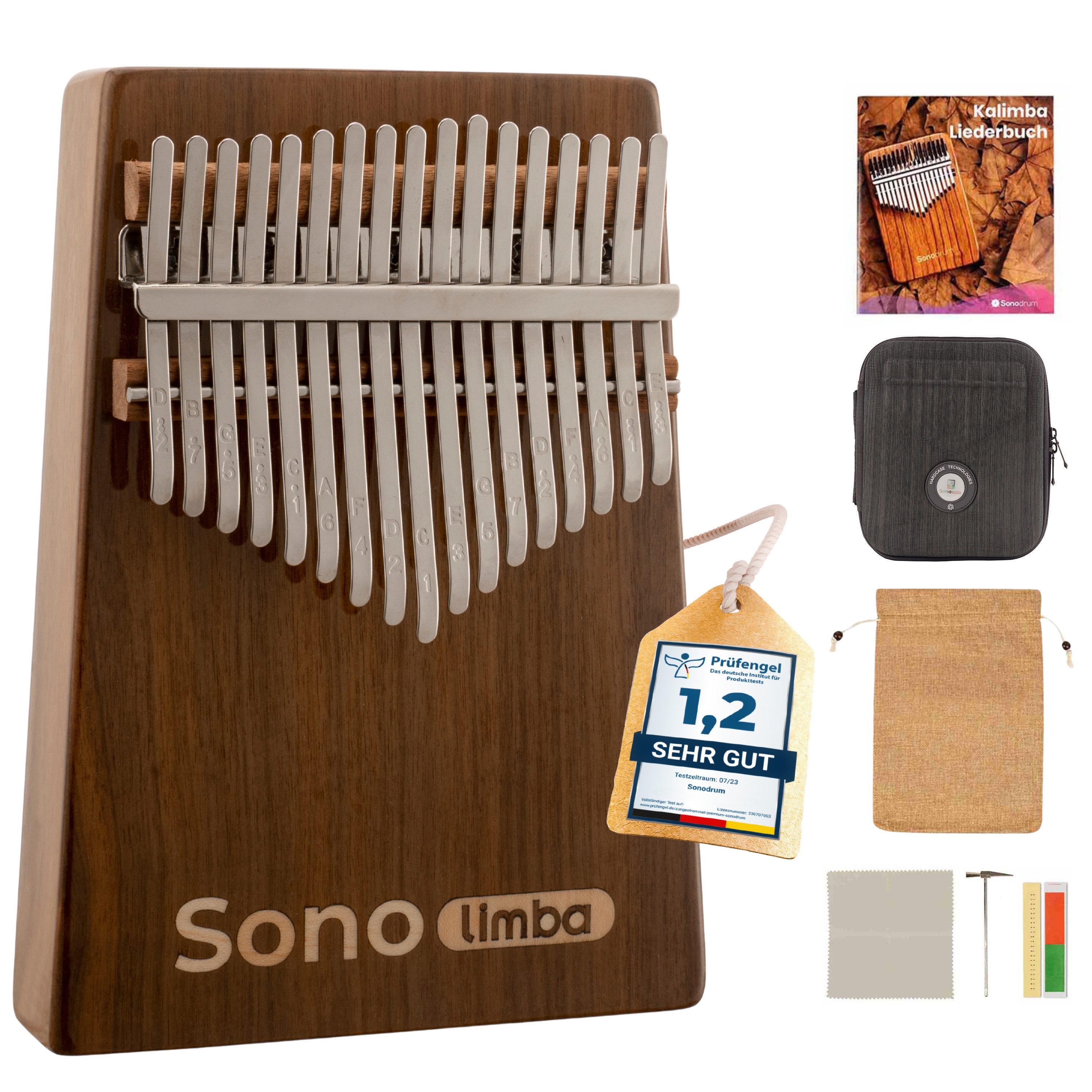 Sonodrum Kalimba "Sonolimba" aus Walnussholz im Set, C-Dur, 17 o. 21 Tasten