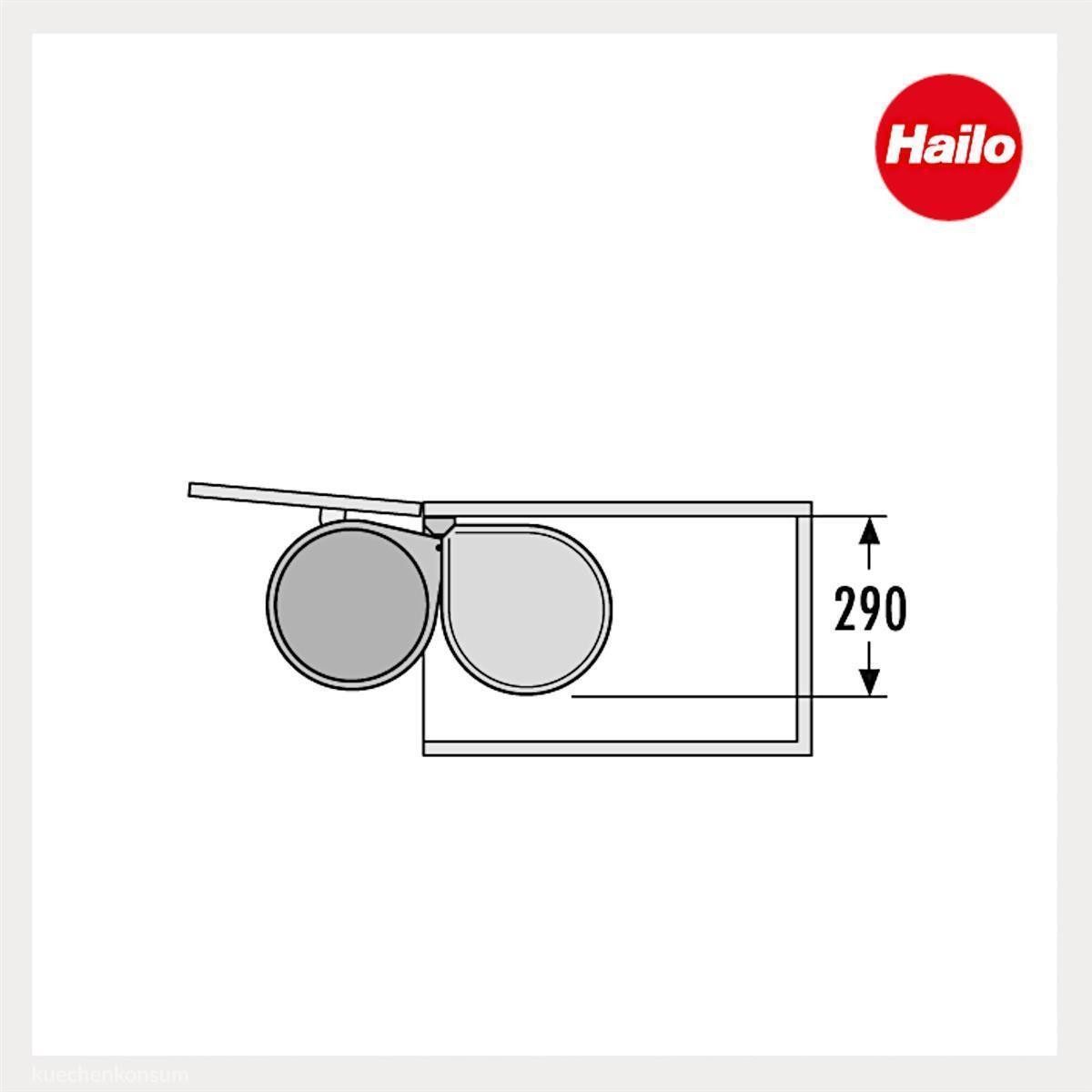 Hailo Einbaumülleimer Hailo Abfallsammler 3515071 MO Swing sg Mono 15 Liter dunkelgrau, für Schrankbreite ab 400 mm mit Drehtür – Bild 5 von 5