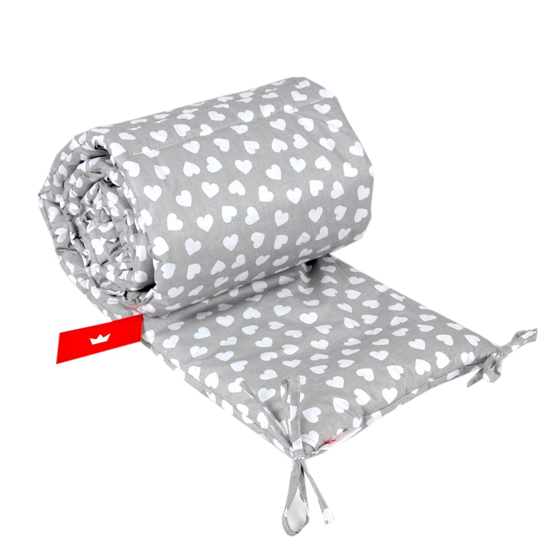 BabyLux Bettnestchen BABYLUX Bettumrandung NESTCHEN Bettnestchen 210 x 30 cm Babybett, 95. Herzen Grau