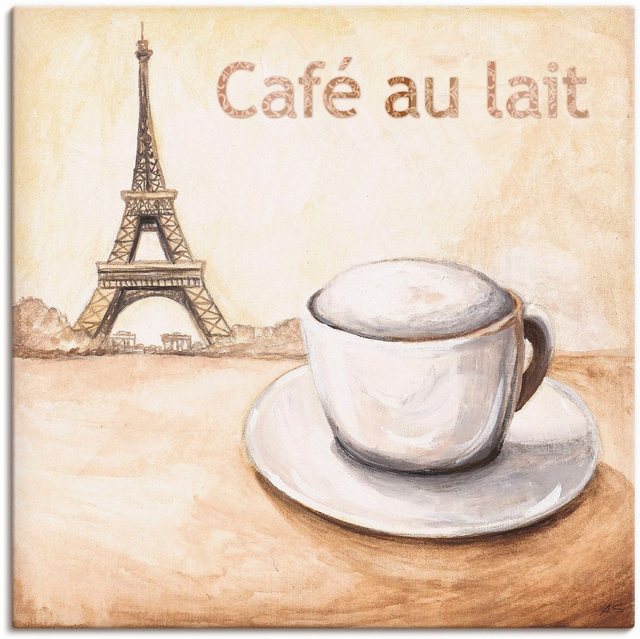 Artland Wandbild »Café au lait in Paris«, Kaffee Bilder (1 Stück), in vielen Größen & Produktarten - Alubild / Outdoorbild für den Außenbereich, Leinwandbild, Poster, Wandaufkleber / Wandtattoo auch für Badezimmer geeignet-Otto